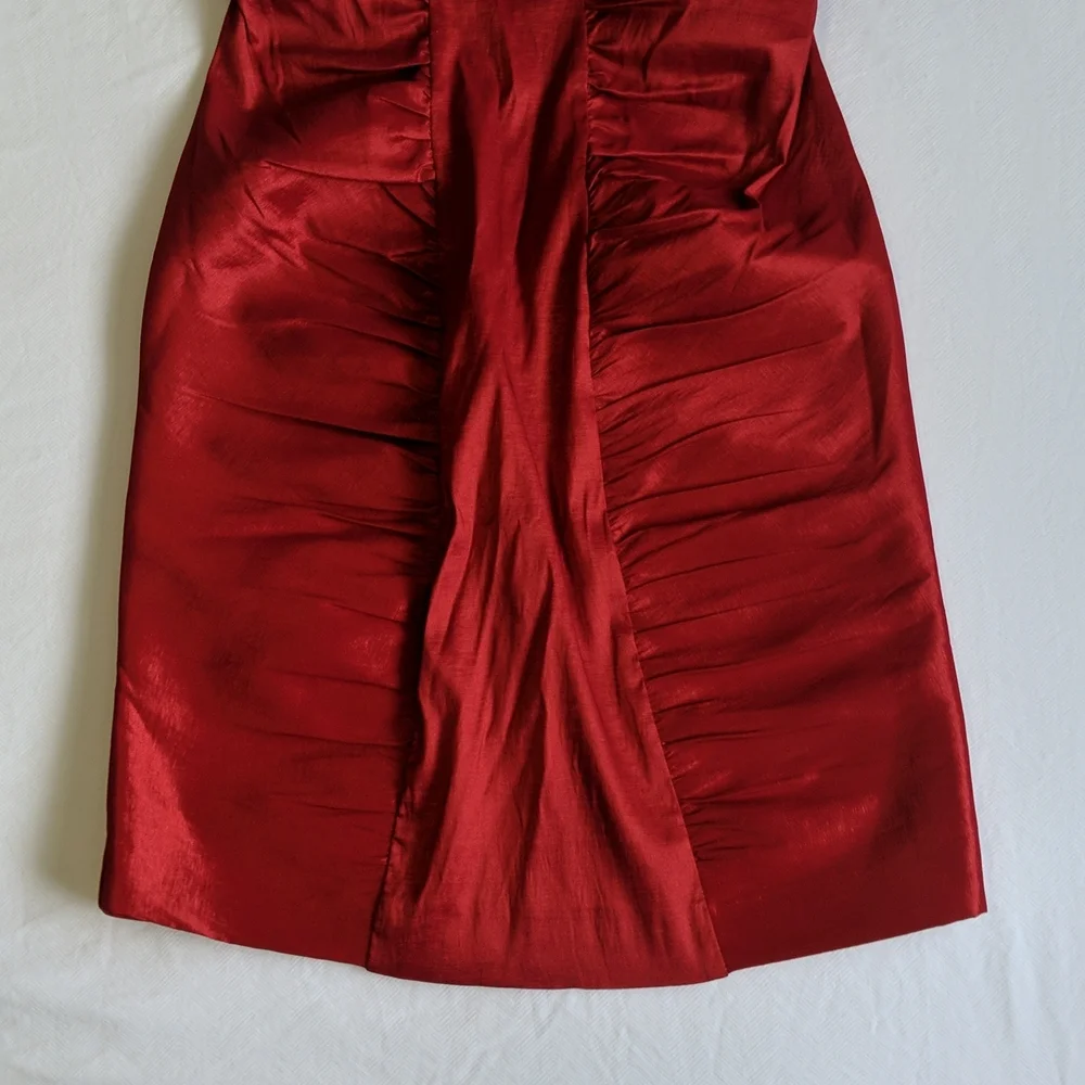 NWT Calvin Klein red strappy mini dress with ruching women's US 4 - Picture 3 of 12
